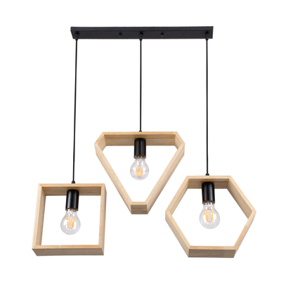 GLOBOSTAR® ELISE 00682 Μοντέρνο Κρεμαστό Φωτιστικό Οροφής με Ντουί 3 x E27 AC 220-240V IP20 - Μπεζ & Μαύρο - Μ76 x Π8 x Υ25cm