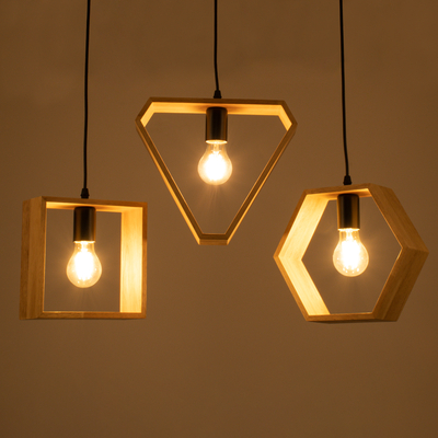 GLOBOSTAR® ELISE 00682 Μοντέρνο Κρεμαστό Φωτιστικό Οροφής με Ντουί 3 x E27 AC 220-240V IP20 - Μπεζ & Μαύρο - Μ76 x Π8 x Υ25cm