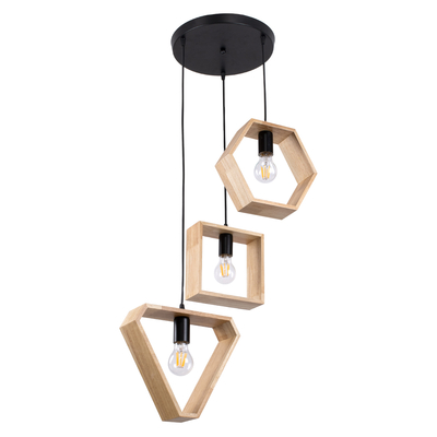 GLOBOSTAR® ELISE 00683 Μοντέρνο Κρεμαστό Φωτιστικό Οροφής με Ντουί 3 x E27 AC 220-240V IP20 - Μπεζ & Μαύρο - Μ55 x Π55 x Υ130cm