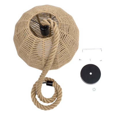 GLOBOSTAR® MANDALA 00731 Boho Κρεμαστό Φωτιστικό Οροφής με Ντουί 1 x E27 AC 220-240V IP20 - Μπεζ - Μ30 x Π30 x Y30cm