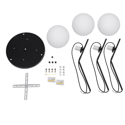 GLOBOSTAR® MONROE 00952 Μοντέρνο Κρεμαστό Φωτιστικό Οροφής με Ντουί 3 x E27 AC 220-240V IP20 - Μαύρο & Λευκό - Μ60 x Π60 x Υ50cm