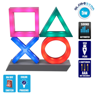 GloboStar® 76543 Επιτραπέζιο Φωτιστικό Πορτατίφ LED 5W -lm 180° DC 5V IP20 LED Πολύχρωμο Πλαστικό - Μ31.5 x Π7 x Υ30cm