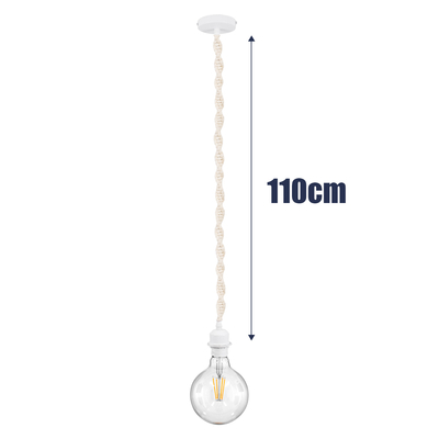 GLOBOSTAR® SHAQRA 36215 Μοντέρνο Κρεμαστό Φωτιστικό Οροφής με Ντουί 1 x E27 AC 220-240V IP20 - Μπεζ & Λευκό - Μ4 x Π4 x Υ110cm