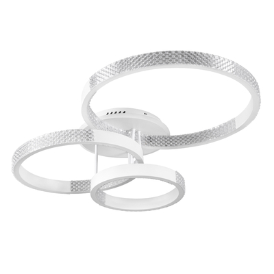 GLOBOSTAR® DIAMOND 61115 Μοντέρνο Φωτιστικό Οροφής LED 100W 12123lm 360° AC 220-240V IP20 Ρυθμιζόμενο Λευκό CCT με Χειριστήριο από 2700K έως 6000K Dimmable - Lumileds SMD Chip - Λευκό Ματ - Μ80 x Π50 x Υ20cm - 3 Χρόνια Εγγύηση