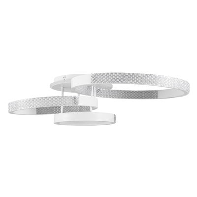 GLOBOSTAR® DIAMOND 61115 Μοντέρνο Φωτιστικό Οροφής LED 100W 12123lm 360° AC 220-240V IP20 Ρυθμιζόμενο Λευκό CCT με Χειριστήριο από 2700K έως 6000K Dimmable - Lumileds SMD Chip - Λευκό Ματ - Μ80 x Π50 x Υ20cm - 3 Χρόνια Εγγύηση