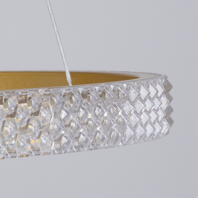 GLOBOSTAR® DIAMOND TRIO 61139-DECO Μοντέρνο Κρεμαστό Φωτιστικό Οροφής LED 120W 14723lm 360° AC 220-240V IP20 Ρυθμιζόμενο Λευκό CCT με Χειριστήριο από 2700K έως 6000K Dimmable - Lumileds SMD Chip - Χρυσό Βούρτσας - Μ80 x Π80 x Υ80cm - 3 Χρόνια Εγγύηση