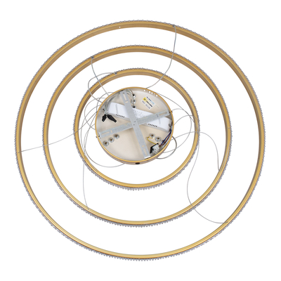 GLOBOSTAR® DIAMOND TRIO 61139-DECO Μοντέρνο Κρεμαστό Φωτιστικό Οροφής LED 120W 14723lm 360° AC 220-240V IP20 Ρυθμιζόμενο Λευκό CCT με Χειριστήριο από 2700K έως 6000K Dimmable - Lumileds SMD Chip - Χρυσό Βούρτσας - Μ80 x Π80 x Υ80cm - 3 Χρόνια Εγγύηση