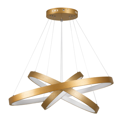 GLOBOSTAR® NEMESIS TRIO 61172 Μοντέρνο Κρεμαστό Φωτιστικό Οροφής LED 120W 14723lm 360° AC 220-240V IP20 Ρυθμιζόμενο Λευκό CCT με Χειριστήριο από 2700K έως 6000K Dimmable - Lumileds SMD Chip - Χρυσό Βούρτσας - Μ80 x Π80 x Υ80cm - 3 Χρόνια Εγγύηση