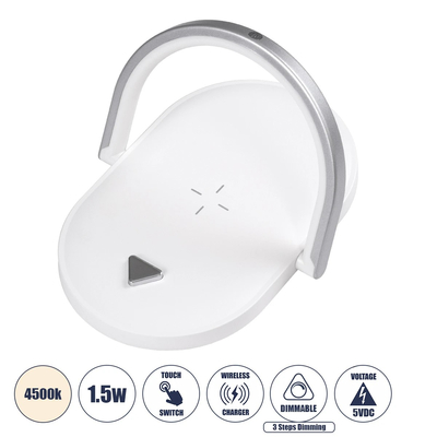 GloboStar® ECLIPSE 76559 Επιτραπέζιο Φωτιστικό Πορτατίφ LED 15W 1200lm 180° AC 220-240V IP20 Φυσικό Λευκό 4500K Dimmable Λευκό Πλαστικό - Μ17 x Π13 x Υ10cm - 2 Xρόνια Εγγύηση