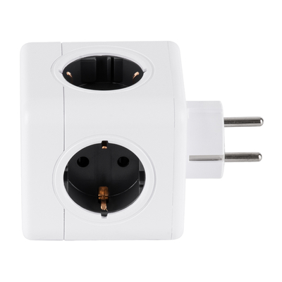 GLOBOSTAR® POWERCUBE 79627 Πολύπριζο 5 Θέσεων με 5 x EU Schuko Πρίζες Ασφαλείας Childproof AC 220-240V 3680W/16A Max Load IP20 - Λευκό & Γκρι - Μ7.5 x Π11.5 x Υ7.5cm