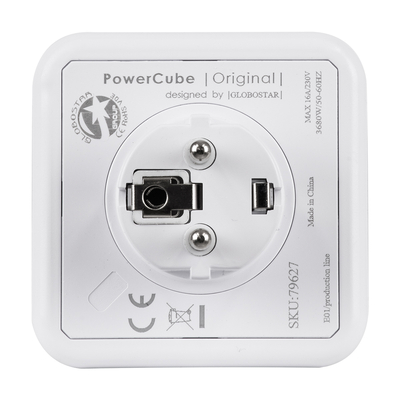 GLOBOSTAR® POWERCUBE 79627 Πολύπριζο 5 Θέσεων με 5 x EU Schuko Πρίζες Ασφαλείας Childproof AC 220-240V 3680W/16A Max Load IP20 - Λευκό & Γκρι - Μ7.5 x Π11.5 x Υ7.5cm