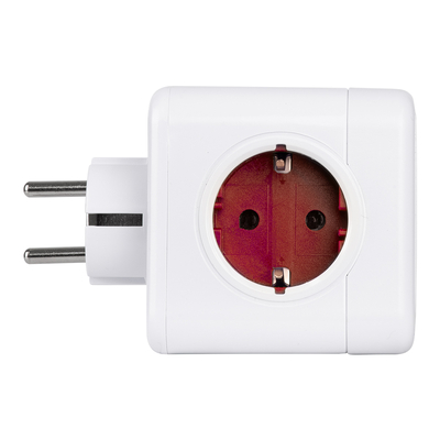 GLOBOSTAR® POWERCUBE 79628 Πολύπριζο 5 Θέσεων με 5 x EU Schuko Πρίζες Ασφαλείας Childproof AC 220-240V 3680W/16A Max Load IP20 - Λευκό & Κόκκινο - Μ7.5 x Π11.5 x Υ7.5cm