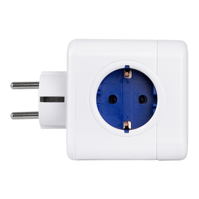 GLOBOSTAR® POWERCUBE 79629 Πολύπριζο 5 Θέσεων με 5 x EU Schuko Πρίζες Ασφαλείας Childproof AC 220-240V 3680W/16A Max Load IP20 - Λευκό & Μπλε - Μ7.5 x Π11.5 x Υ7.5cm