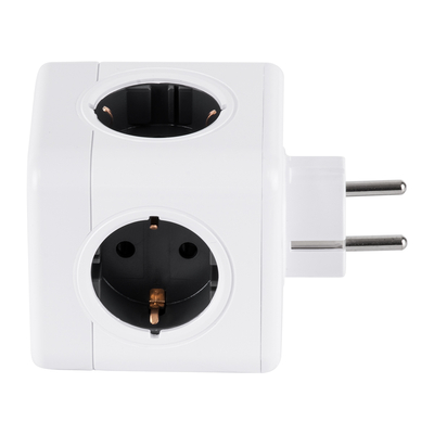 GLOBOSTAR® POWERCUBE 79633 Πολύπριζο 6 Θέσεων με 2 x Πρίζες DC 5V USB 2.0 & 4 x EU Schuko Πρίζες Ασφαλείας Childproof AC 220-240V 3680W/16A Max Load IP20 - Λευκό & Γκρι - Μ7.5 x Π11.5 x Υ7.5cm
