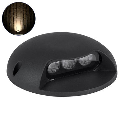 GLOBOSTAR® STEP-LUNA 90616 Αρχιτεκτονικό Φωτιστικό Διαδρόμου/Σκαλοπατιού LED 3W 330lm 10° DC 24V Αδιάβροχο IP65 Θερμό Λευκό 2700K Dimmable - Μαύρο - Φ12 x Υ3cm - 3 Χρόνια Εγγύηση