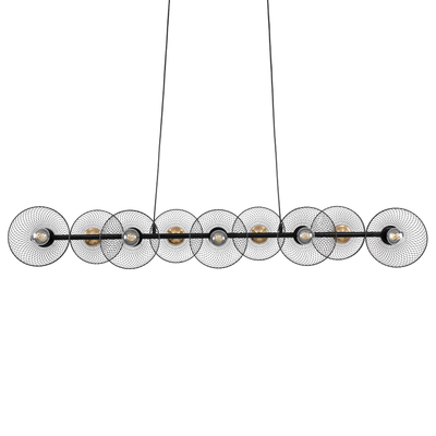 GLOBOSTAR® VERONA 00588 Μοντέρνο Κρεμαστό Φωτιστικό Οροφής με Ντουί 9 x E27 AC 220-240V IP20 - Μαύρο & Χρυσό - Μ140 x Π28 x Υ20cm