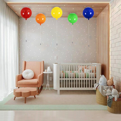 GLOBOSTAR® BALLOON 00650 Παιδικό Φωτιστικό Οροφής με Ντουί 1 x E27 AC 220-240V IP20 - Πορτοκαλί - Μ30 x Π30 x Υ33cm