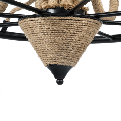 GLOBOSTAR® PENNSYLVANIA 00541 Vintage Κρεμαστό Φωτιστικό Οροφής με Ντουί 6 x E14 AC 220-240V IP20 - Μαύρο & Μπεζ - Μ64 x Π64 x Υ63cm