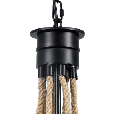 GLOBOSTAR® PENNSYLVANIA 00541 Vintage Κρεμαστό Φωτιστικό Οροφής με Ντουί 6 x E14 AC 220-240V IP20 - Μαύρο & Μπεζ - Μ64 x Π64 x Υ63cm