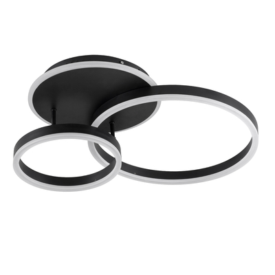 GLOBOSTAR® VENOM 61120 Μοντέρνο Φωτιστικό Οροφής LED 67W 8107lm 360° AC 220-240V IP20 Ρυθμιζόμενο Λευκό CCT με Χειριστήριο από 2700K έως 6000K Dimmable - Lumileds SMD Chip - Μαύρο Ματ - Μ60 x Π40 x Υ12.5cm - 3 Χρόνια Εγγύηση