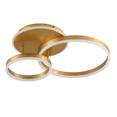 GLOBOSTAR® VENOM 61122 Μοντέρνο Φωτιστικό Οροφής LED 67W 8107lm 360° AC 220-240V IP20 Ρυθμιζόμενο Λευκό CCT με Χειριστήριο από 2700K έως 6000K Dimmable - Lumileds SMD Chip - Χρυσό Βούρτσας - Μ60 x Π40 x Υ12.5cm - 3 Χρόνια Εγγύηση