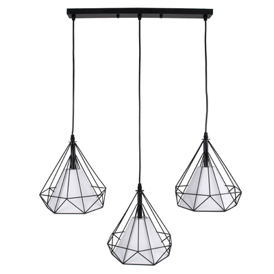 GLOBOSTAR® EIFFEL 61569 Vintage Κρεμαστό Φωτιστικό Οροφής με Ντουί 3 x E27 AC 220-240V IP20 - Μαύρο & Λευκό - Μ68 x Π25 x Υ130cm