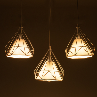 GLOBOSTAR® EIFFEL 61570 Vintage Κρεμαστό Φωτιστικό Οροφής με Ντουί 3 x E27 AC 220-240V IP20 - Λευκό - Μ68 x Π25 x Υ130cm