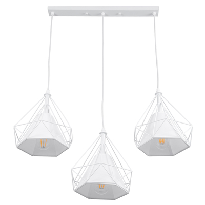 GLOBOSTAR® EIFFEL 61570 Vintage Κρεμαστό Φωτιστικό Οροφής με Ντουί 3 x E27 AC 220-240V IP20 - Λευκό - Μ68 x Π25 x Υ130cm