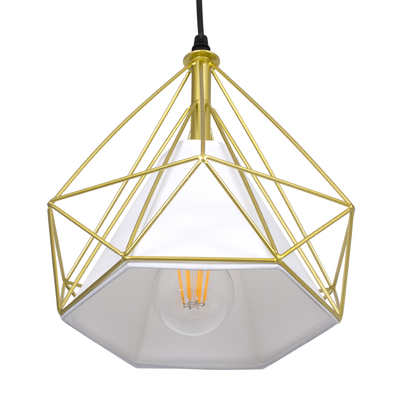 GLOBOSTAR® EIFFEL 61571 Vintage Κρεμαστό Φωτιστικό Οροφής με Ντουί 3 x E27 AC 220-240V IP20 - Χρυσό & Λευκό - Μ68 x Π25 x Υ130cm