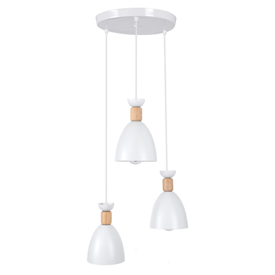 GLOBOSTAR® AVA 61573 Μοντέρνο Κρεμαστό Φωτιστικό Οροφής με Ντουί 3 x E27 AC 220-240V IP20 - Λευκό & Μπεζ - Μ35 x Π35 x Υ130cm