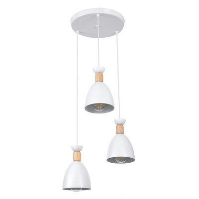 GLOBOSTAR® AVA 61573 Μοντέρνο Κρεμαστό Φωτιστικό Οροφής με Ντουί 3 x E27 AC 220-240V IP20 - Λευκό & Μπεζ - Μ35 x Π35 x Υ130cm