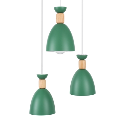 GLOBOSTAR® AVA 61575 Μοντέρνο Κρεμαστό Φωτιστικό Οροφής με Ντουί 3 x E27 AC 220-240V IP20 - Πράσινο & Μπεζ - Μ35 x Π35 x Υ130cm