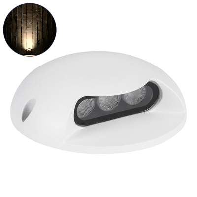 GLOBOSTAR® STEP-LUNA 90619 Αρχιτεκτονικό Φωτιστικό Διαδρόμου/Σκαλοπατιού LED 3W 330lm 10° DC 24V Αδιάβροχο IP65 Θερμό Λευκό 2700K Dimmable - Λευκό - Φ12 x Υ3cm - 3 Χρόνια Εγγύηση