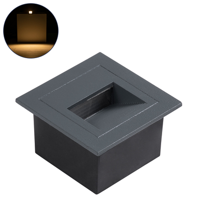 GLOBOSTAR® STEP-MINA 90627 Χωνευτό Αρχιτεκτονικό Φωτιστικό Διαδρόμου/Σκαλοπατιού LED 3W 330lm 30° DC 24V Αδιάβροχο IP65 Θερμό Λευκό 2700K Dimmable - Γκρι Ανθρακί - Μ8.3 x Π8.3 x Υ5cm / Μ6.6 x Π6.6cm - 3 Χρόνια Εγγύηση