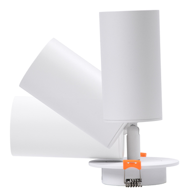 GLOBOSTAR® LEO 60351 Χωνευτό Κινούμενο Φωτιστικό Downlight Σποτ με Ντουί 1 x GU10 AC 220-240V IP20 - Λευκό Ματ - Μ9 x Π9 x Υ17cm / Q7cm