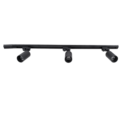 GLOBOSTAR® LEO 60355 Μοντέρνο Φωτιστικό Οροφής με Ντουί 3 x GU10 AC 220-240V IP20 - Μαύρο - Μ100 x Π6 x Υ20cm