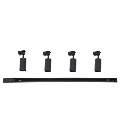 GLOBOSTAR® LEO 60356 Μοντέρνο Φωτιστικό Οροφής με Ντουί 4 x GU10 AC 220-240V IP20 - Μαύρο - Μ100 x Π6 x Υ20cm