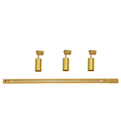 GLOBOSTAR® LEO 60359 Μοντέρνο Φωτιστικό Οροφής με Ντουί 3 x GU10 AC 220-240V IP20 - Χρυσό Πλατίνα - Μ100 x Π6 x Υ20cm