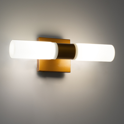 GLOBOSTAR® ANAIS 60411 Μοντέρνο Φωτιστικό Τοίχου - Απλίκα Καθρέπτη Μπάνιου με Ντουί 2 x G9 AC 220-240V IP20 - Χάλκινο - Μ34 x Π12 x Υ11cm