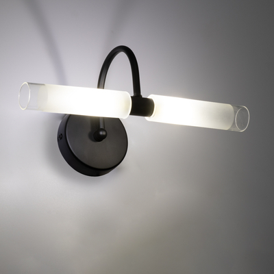 GloboStar® PAOLA 60416 Μοντέρνο Φωτιστικό Τοίχου - Απλίκα Καθρέπτη Μπάνιου - Πίνακα 2 x G9 270° AC 220-240V IP44 Μ31 x Π16 x Υ15cm - Μαύρο - 5 Χρόνια Εγγύηση