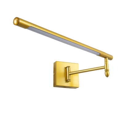 GLOBOSTAR® FRIDA 60459 Μοντέρνο Φωτιστικό Τοίχου - Απλίκα Καθρέπτη Μπάνιου LED 12W 1400lm 120° AC 220-240V IP20 Φυσικό Λευκό 4500K - Lumileds SMD Chip & TÜV SÜD Driver - Χρυσό Βούρτσας - Μ51 x Π25 x Υ10cm - 3 Χρόνια Εγγύηση