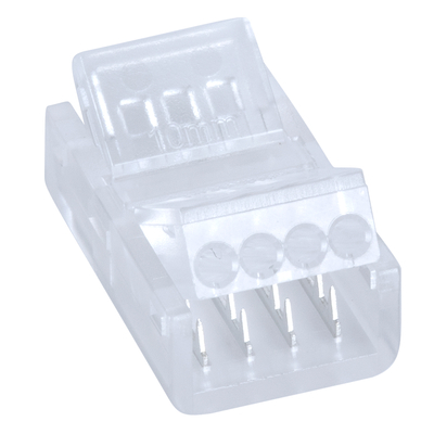 GloboStar® 70688 Ενωτικός Σύνδεσμος για Πολύχρωμη Ταινία LED RGB 10mm 4 PIN σε Καλώδιο Τροφοδοσίας Ατερμάτιστο 4 PIN Μ2.1 x Π1.3 x Υ0.7cm Διάφανο