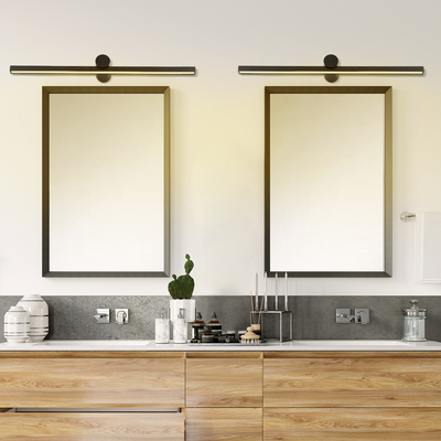 GloboStar® ROSA 60450 Μοντέρνο Φωτιστικό Τοίχου - Απλίκα Καθρέπτη Μπάνιου - Πίνακα LED 12W 1400lm 120° AC 220-240V IP44 Μ60 x Π15 x Υ7cm - Φυσικό Λευκό 4500K - Μαύρο - 3 Χρόνια Εγγύηση