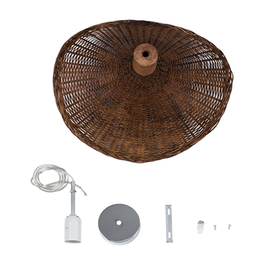 GLOBOSTAR® CUBA 01716 Boho Κρεμαστό Φωτιστικό Οροφής με Ντουί 1 x E27 AC 220-240V IP20 - Καφέ - Μ33 x Π33 x Υ25cm