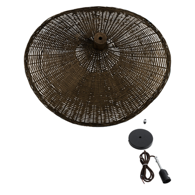 GLOBOSTAR® CUBA 01720 Boho Κρεμαστό Φωτιστικό Οροφής με Ντουί 1 x E27 AC 220-240V IP20 - Καφέ - Μ53 x Π53 x Υ30cm