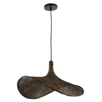 GLOBOSTAR® CUBA 01722 Boho Κρεμαστό Φωτιστικό Οροφής με Ντουί 1 x E27 AC 220-240V IP20 - Καφέ - Μ63 x Π63 x Υ32cm