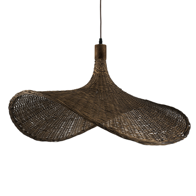 GLOBOSTAR® CUBA 01722 Boho Κρεμαστό Φωτιστικό Οροφής με Ντουί 1 x E27 AC 220-240V IP20 - Καφέ - Μ63 x Π63 x Υ32cm
