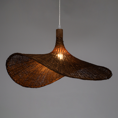 GLOBOSTAR® CUBA 01722 Boho Κρεμαστό Φωτιστικό Οροφής με Ντουί 1 x E27 AC 220-240V IP20 - Καφέ - Μ63 x Π63 x Υ32cm