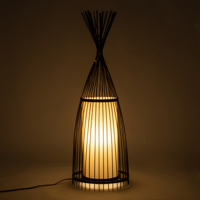 GLOBOSTAR® AZORES 01754 Boho Επιδαπέδιο Φωτιστικό με Ντουί 1 x E27 AC 220-240V IP20 - Καφέ & Μπεζ - Μ30 x Π30 x Υ90cm