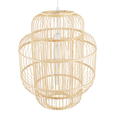 GLOBOSTAR® HIBISCUS 01763 Boho Κρεμαστό Φωτιστικό Οροφής με Ντουί 1 x E27 AC 220-240V IP20 - Μπεζ - Μ48 x Π48 x Y60cm